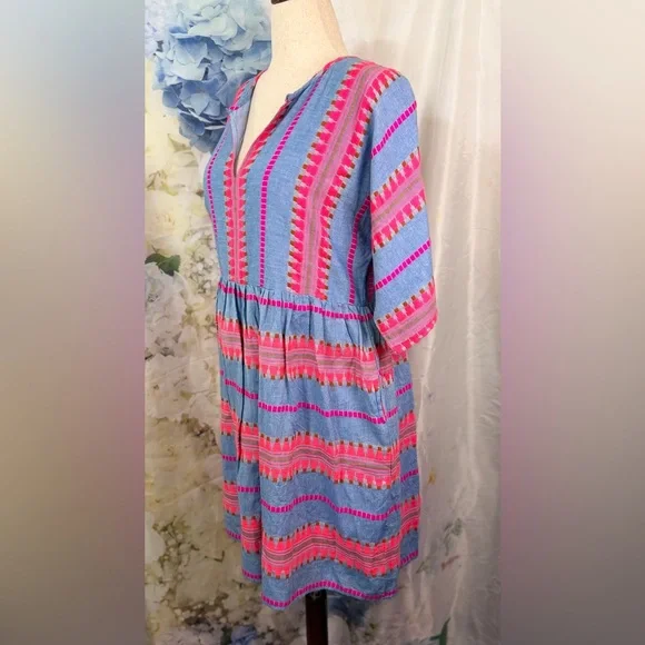THML Pink and Blue Striped Mini Dress - Picture 5 of 14